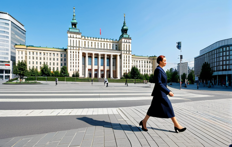 **
"A professional businesswoman in a modest business suit, walking confidently through the streets of Warsaw, Poland. The background features recognizable landmarks like the Palace of Culture and Science. Fully clothed, appropriate attire, safe for work, perfect anatomy, natural proportions, professional photography, high quality."
**