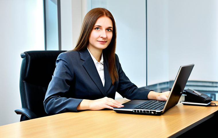 가치 제안의 고객 맞춤형 개발 - Business Focus**
"A professional businesswoman in a modest business suit, sitting at a desk in a mo...
