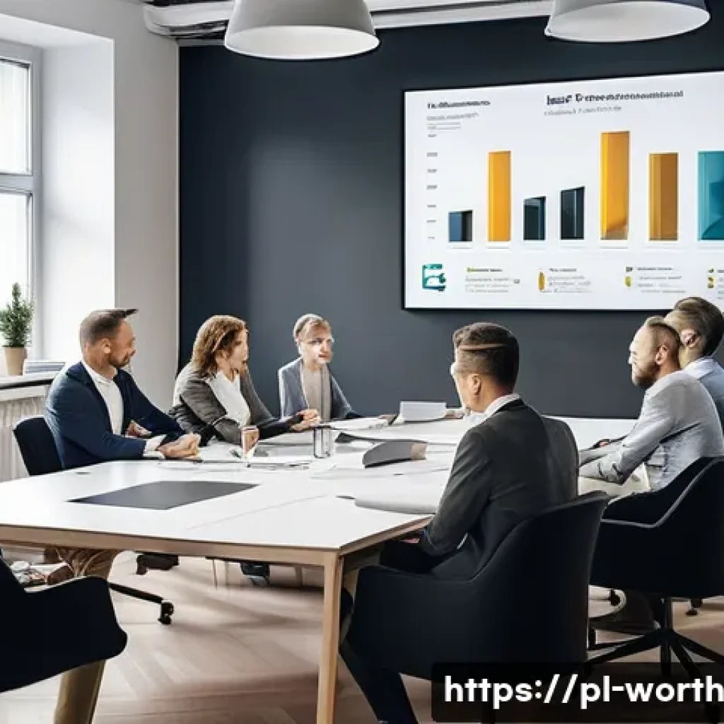 가치 제안의 발생 원인 분석 - A professional business meeting scene in a modern Warsaw office, showing a diverse group of Polish e...