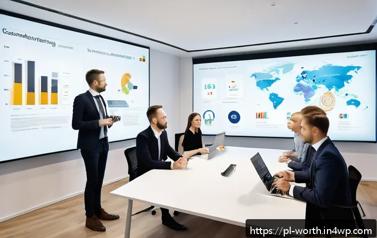 진화하는 시장에서의 가치 제안 전략 - A modern business meeting scene in a sleek Warsaw office, featuring diverse Polish professionals col...