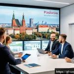 성공적인 가치 제안의 핵심 요소 - A modern Polish business meeting scene in a bright, sleek office with diverse professionals sharing ...